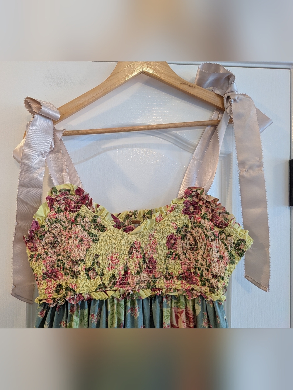 Free People Bluebell Maxi Dress Size L Cottagecore Whimsical Garden Floral Fairy - Picture 4 of 16